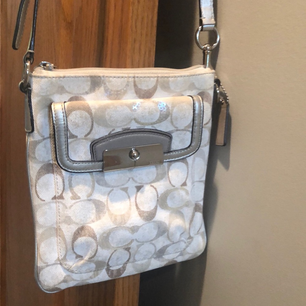 Coach cloth with sequins cross body bag